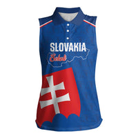 Custom Slovakia Football Women Sleeveless Polo Shirt Come On Sokoli Falcon Pattern