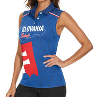 Custom Slovakia Football Women Sleeveless Polo Shirt Come On Sokoli Falcon Pattern