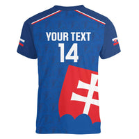 Custom Slovakia Football Women V-Neck T-Shirt Come On Sokoli Falcon Pattern