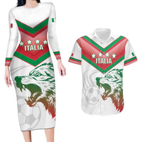 Custom Italy Football Couples Matching Long Sleeve Bodycon Dress and Hawaiian Shirt Go Gli Azzurri Italian Wolf