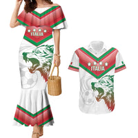 Custom Italy Football Couples Matching Mermaid Dress and Hawaiian Shirt Go Gli Azzurri Italian Wolf
