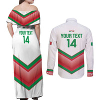 Custom Italy Football Couples Matching Off Shoulder Maxi Dress and Long Sleeve Button Shirt Go Gli Azzurri Italian Wolf