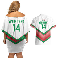 Custom Italy Football Couples Matching Off Shoulder Short Dress and Hawaiian Shirt Go Gli Azzurri Italian Wolf