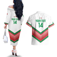 Custom Italy Football Couples Matching Off The Shoulder Long Sleeve Dress and Hawaiian Shirt Go Gli Azzurri Italian Wolf