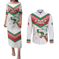 Custom Italy Football Couples Matching Puletasi and Long Sleeve Button Shirt Go Gli Azzurri Italian Wolf