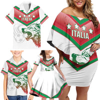 Custom Italy Football Family Matching Off Shoulder Short Dress and Hawaiian Shirt Go Gli Azzurri Italian Wolf