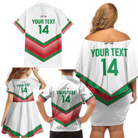 Custom Italy Football Family Matching Off Shoulder Short Dress and Hawaiian Shirt Go Gli Azzurri Italian Wolf