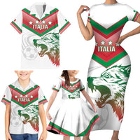 Custom Italy Football Family Matching Short Sleeve Bodycon Dress and Hawaiian Shirt Go Gli Azzurri Italian Wolf