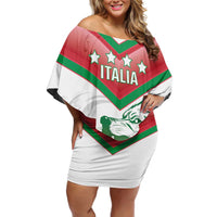 Custom Italy Football Off Shoulder Short Dress Go Gli Azzurri Italian Wolf