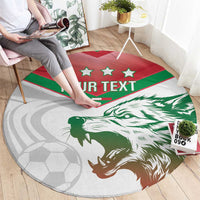 Custom Italy Football Round Carpet Go Gli Azzurri Italian Wolf