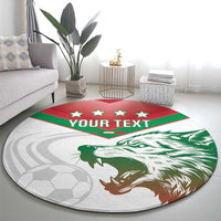Custom Italy Football Round Carpet Go Gli Azzurri Italian Wolf