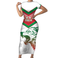 Custom Italy Football Short Sleeve Bodycon Dress Go Gli Azzurri Italian Wolf
