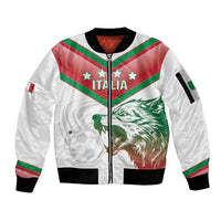 Custom Italy Football Sleeve Zip Bomber Jacket Go Gli Azzurri Italian Wolf