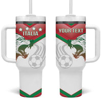 Custom Italy Football Tumbler With Handle Go Gli Azzurri Italian Wolf