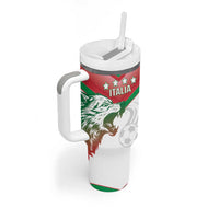Custom Italy Football Tumbler With Handle Go Gli Azzurri Italian Wolf