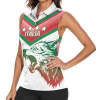 Custom Italy Football Women Sleeveless Polo Shirt Go Gli Azzurri Italian Wolf