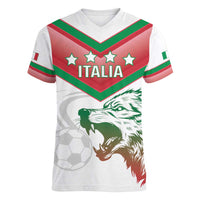 Custom Italy Football Women V-Neck T-Shirt Go Gli Azzurri Italian Wolf
