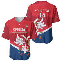 Custom Serbia Football Baseball Jersey Come On Ealges Coat Of Arms Style