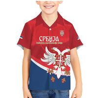 Custom Serbia Football Family Matching Mermaid Dress and Hawaiian Shirt Come On Ealges Coat Of Arms Style