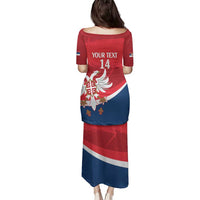 Custom Serbia Football Family Matching Puletasi and Hawaiian Shirt Come On Ealges Coat Of Arms Style