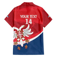 Custom Serbia Football Family Matching Short Sleeve Bodycon Dress and Hawaiian Shirt Come On Ealges Coat Of Arms Style