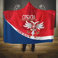 Custom Serbia Football Hooded Blanket Come On Ealges Coat Of Arms Style