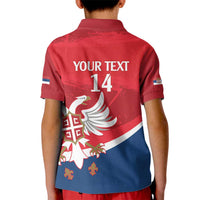Custom Serbia Football Kid Polo Shirt Come On Ealges Coat Of Arms Style