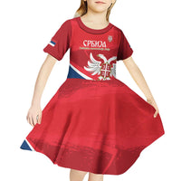 Custom Serbia Football Kid Short Sleeve Dress Come On Ealges Coat Of Arms Style