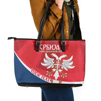 Custom Serbia Football Leather Tote Bag Come On Ealges Coat Of Arms Style