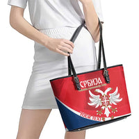 Custom Serbia Football Leather Tote Bag Come On Ealges Coat Of Arms Style