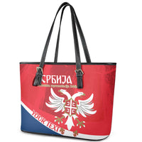 Custom Serbia Football Leather Tote Bag Come On Ealges Coat Of Arms Style