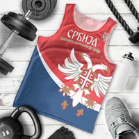 Custom Serbia Football Men Tank Top Come On Ealges Coat Of Arms Style