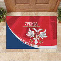 Custom Serbia Football Rubber Doormat Come On Ealges Coat Of Arms Style