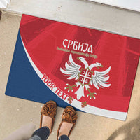 Custom Serbia Football Rubber Doormat Come On Ealges Coat Of Arms Style