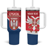 Custom Serbia Football Tumbler With Handle Come On Ealges Coat Of Arms Style