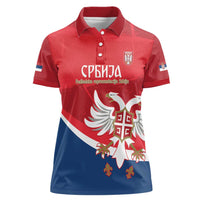 Custom Serbia Football Women Polo Shirt Come On Ealges Coat Of Arms Style