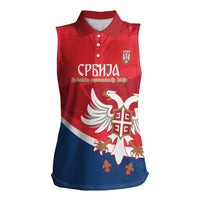 Custom Serbia Football Women Sleeveless Polo Shirt Come On Ealges Coat Of Arms Style