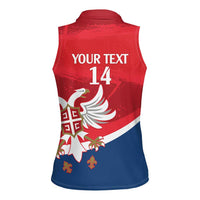 Custom Serbia Football Women Sleeveless Polo Shirt Come On Ealges Coat Of Arms Style