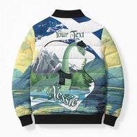 Personalised Nessie Scotland Bomber Puffer Jacket Scottish Folklore Loch Ness Monster