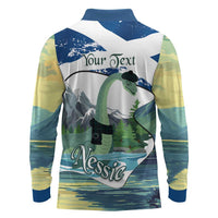 Personalised Nessie Scotland Long Sleeve Polo Shirt Scottish Folklore Loch Ness Monster