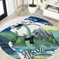 Personalised Nessie Scotland Round Carpet Scottish Folklore Loch Ness Monster