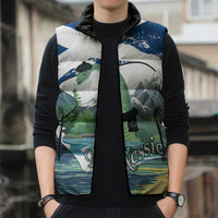 Personalised Nessie Scotland Sleeveless Puffer Jacket Scottish Folklore Loch Ness Monster