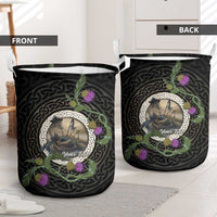 Personalised Loch Ness Monster Scotland Laundry Basket Nessie Bagpipe Scottish Thistle Celtic Knot