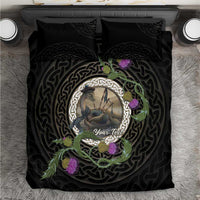 Personalised Loch Ness Monster Scotland Bedding Set Nessie Bagpipe Scottish Thistle Celtic Knot