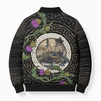 Personalised Loch Ness Monster Scotland Bomber Puffer Jacket Nessie Bagpipe Scottish Thistle Celtic Knot