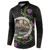 Personalised Loch Ness Monster Scotland Button Sweatshirt Nessie Bagpipe Scottish Thistle Celtic Knot