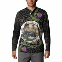 Personalised Loch Ness Monster Scotland Button Sweatshirt Nessie Bagpipe Scottish Thistle Celtic Knot