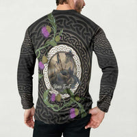 Personalised Loch Ness Monster Scotland Button Sweatshirt Nessie Bagpipe Scottish Thistle Celtic Knot