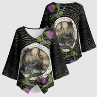 Personalised Loch Ness Monster Scotland Kimono Sleeve Blouse Nessie Bagpipe Scottish Thistle Celtic Knot