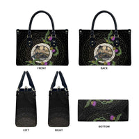 Personalised Loch Ness Monster Scotland Leather Bag Nessie Bagpipe Scottish Thistle Celtic Knot